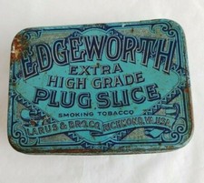 Vintage Edgeworth Plug Slice Tobacco Tin Hinged Top Larus & Bro Co VA #14491 picture