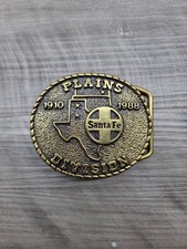 Vinatge Texas Buckle  Santa Fe Railroad Brass Belt Buckle Plains Division  picture