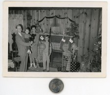 Old 1945 XMAS photo / Christmas Means a Teddy Bear 4 Bruce & a .30-06 Rifle 4 Me picture