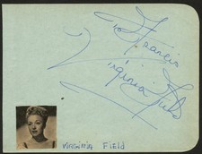 Virginia Field d1992 signed autograph 4x5 Album Page Actress in Film and TV picture