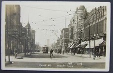 Winona Minnesota MN Third Street RPPC Real Photo Postcard 1922-26 Trolley Cars picture