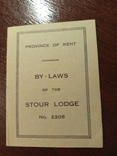 1966 By-Laws  of the Stour Lodge No. 2305 Province Kent Freemasonry masonic /130 picture