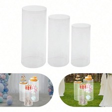 Clear Cylinder Pedestal Set 3 Piece 24 30 35 in Display Stands picture