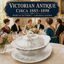 Antique Marx Gutherz Austria Covered Sauce Porcelain Tureen Underplate c1890 picture