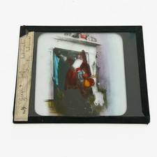 Antique Victorian Christmas Magic Lantern Glass Slide Visit From Santa Claus picture