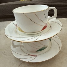 VTG,Rare Set of 2 Hankook Bone China Cups and Saucers Korea, Never Used picture