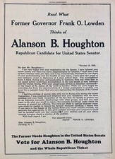 1928 Campaign Ad - Alanson B. Houghton -  New York US Senate Candidate Ad #2230 picture