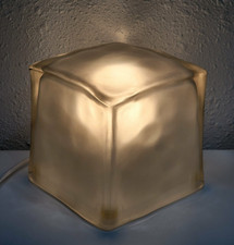 Rare Vintage 1990s IKEA Iviken Ice Cube Table Lamp Frosted Glass Block HTF picture