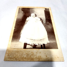 Antique 1890s Photo Albert F Francis Baby Lace Gown Hales Studio Peoria Illinois picture