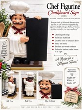 Vintage Resin 15’ French Chef Figurine Holding Chalkboard Sign Kitchen Decor picture