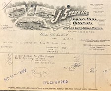 J Stevens Arms & Tool- Rifles, Shotguns & Pistols Fancy Letter Head Bill-1911 picture