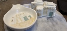 Vintage Treasure Craft Taos ADOBE Salt Pepper Shaker Set With Spoon Rest picture