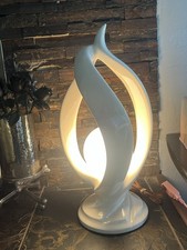 Sculptural Flame Helix Table Lamp MCM Art Deco Vtg White Sphere Globe 22”h picture