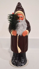 Vintage Papier-Mâché German Santa By Ino Schaller Christmas Tree Burgundy 9.5