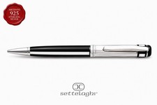SETTELAGHI ballpoint pen SILVER 925 mother-of-pearl resin white black vintage warranty picture