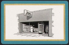 Vintage single playing card BRYANT AUTOMATIC HEATING blue border Cleveland Ohio picture