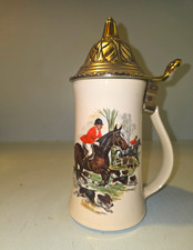 vintage Nelson McCoy Pottery Fox Hunt Beer Stein picture