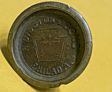 Antique 1880’s Henry Disston & Sons Philadelphia 1” brass saw medallion button picture