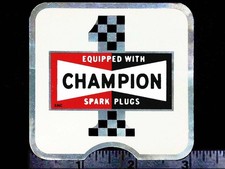 CHAMPION Equipped # 1 - Original Vintage 1960's 70's Racing Decal/Sticker 3 inch picture
