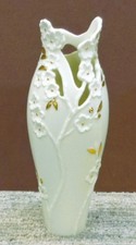 Lenox Cherry Blossom Gold Accent Bud Flower Vase Pierced Design Fine Bone China picture