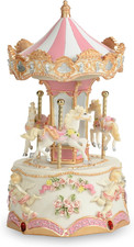 San Francisco Music Box Three Horses Musical Carousel Mini picture