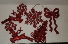 CHRISTMAS TREE ORNAMENT RED GLITTER  6