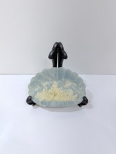 Vintage Blue & White Incolay Stone Hand Carved Soap/Trinket Dish Made In USA 7” picture