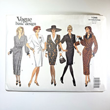 Vtg Vogue 1096 Wrap Dress Sewing Pattern Sz 6 8 10 Basic Design 90s Career UNCUT picture