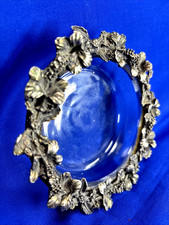Vintage Gresco Gold Gilt Hibiscus Ormolu Trimmed Vanity Trinket Dish     X55 picture