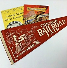 Lot 1948 Chicago Railroad Fair Pennant GM Diesel Trains Official Guide Book Vtg  picture