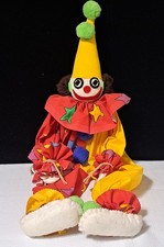 Vintage Handmade Wooden Block Clown Shelf Sitter Doll – 1970s/1980s Folk Art picture