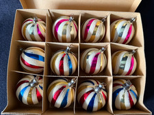 12 Vtg Harlequin Mercury Blown Glass Ornaments From Czechoslovakia - Orig Box picture