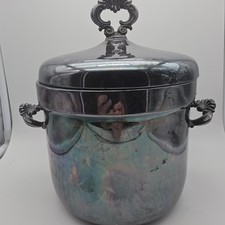 Vtg FB Rogers Silver Plate Ice Bucket Lidded Champagne Wine Chiller 10