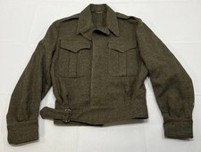Vintage 1951 British Army Battle Dress Blouse Wool Military Jacket Size 1 Green picture