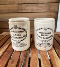 Antique James Keiller & Son Ltd Dundee Orange Marmalade Stoneware Jars 2 No Lids picture