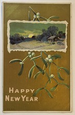 Happy New Year, Divided Back, Posted 1910, Vintage Postcard picture