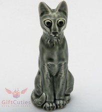 Porcelain Figurine of Russian Blue Cat Kitty Kitten picture