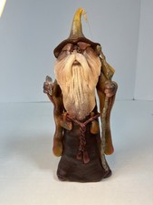 Wizard Wax Works Hand Sculpted Candle Merlin Gandal holding Staff Crystal 10” picture