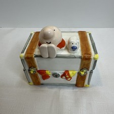 Vintage Ziggy & Fuzz 2 Piece Small Ceramic Jewelry Trinket Treasure Chest Box picture