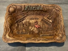 Vtg Arrow Novelty Co. Mid-Cent Florida Flamingo Palms Souvenir Fruit Bowl Dish picture