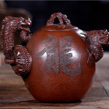 300ML Chinese Yixing Zisha Clay Teapot Handmade Dragon Statue Kung Fu Tea Pot picture