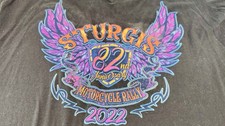 Sturgis 82nd Anniversary Motorcycle Rally 2022 South Dakota Black V-Neck XL Tee picture