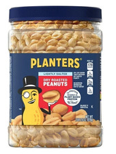 PLANTERS Lightly Salted Dry Roasted Peanuts, Party Snacks, Plant Based Protein, picture