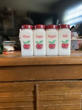 Vintage McKee Tipp City Milk Glass Design Shakers picture