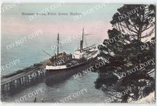 Steamer Pomo, Point Arena Harbor, CA Mendocino County Hand-Colored 1908 Postcard picture