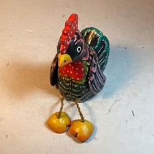 Vintage Hand-Painted Folk Art Turkey Figurine Wooden Thanksgiving Decor 5