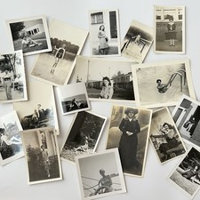 Antique Vintage B&W Sepia Snapshot Photograph Beautiful Young Woman Lot Of 18 picture