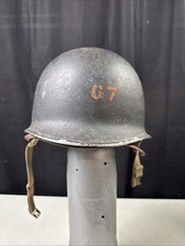 WWII US M1 Helmet Front Seam Fixed Bale Rayon westing house liner 67E Heat Stamp picture