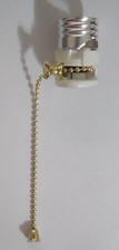 PORCELAIN PULL CHAIN LAMP LIGHT SOCKET INTERIOR w/ Brass Finish Chain #SO210P picture
