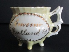 Late 19th Early 20th Century Souvenir Porcelain Four Footed Cup Rutland Vermont picture